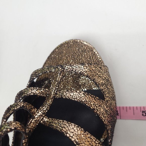 Lane Bryant Womens Cut Out Gladiator Strappy Sandals Zip Gold Metallic 9W - Picture 6 of 9